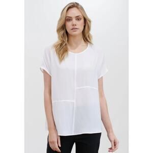Mela Purdie Mache Quarter‎ Panel Sheel Top White Womens Size 1X